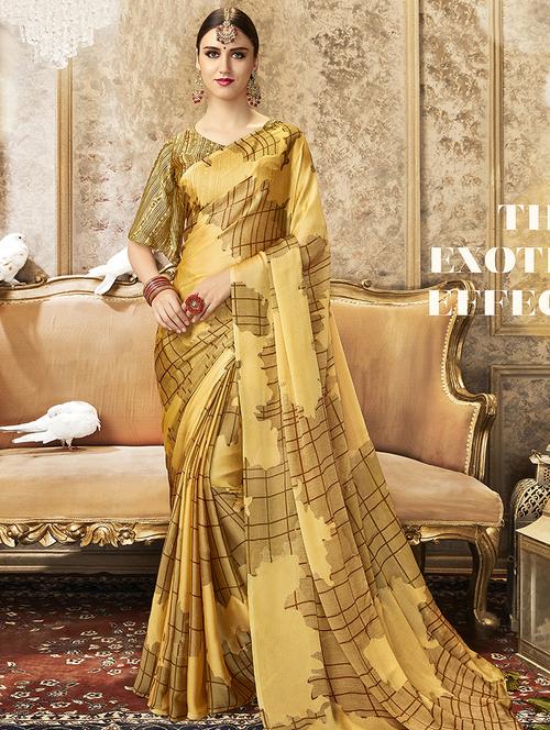 abstract printed saree with blouse - 16808144 - Standard Image - 1
