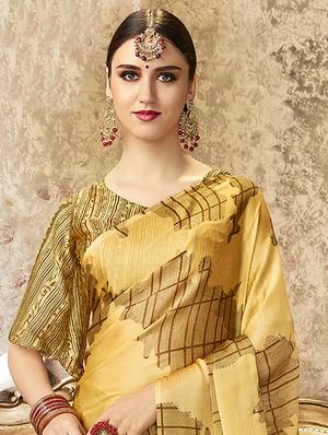 abstract printed saree with blouse - 16808144 - Standard Image - 2
