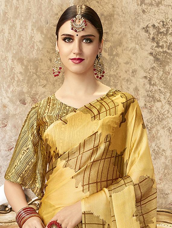 abstract printed saree with blouse - 16808144 - Zoom Image - 2