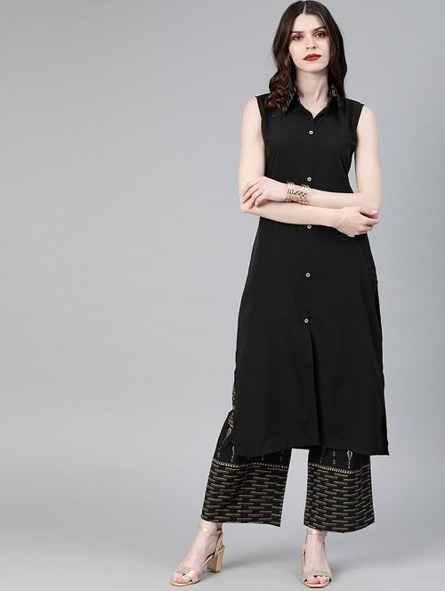 solid kurta palazzo set - 16808497 - Standard Image - 1