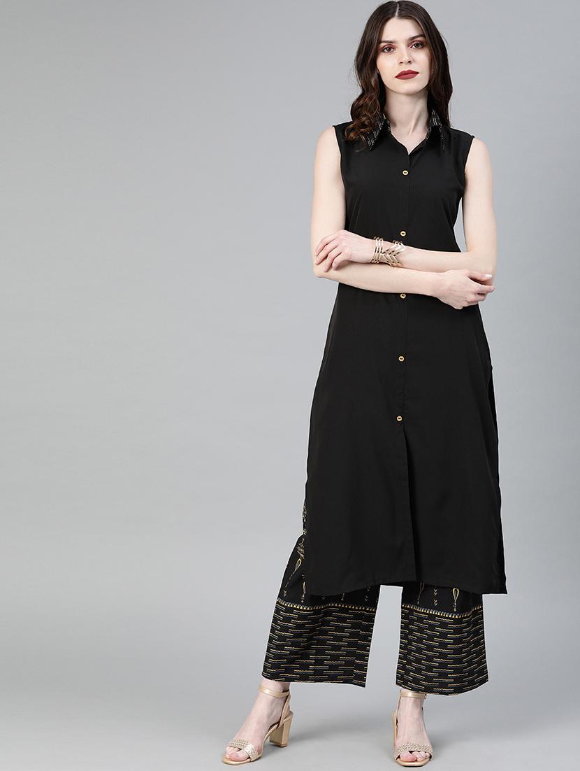 solid kurta palazzo set - 16808497 - Zoom Image - 1