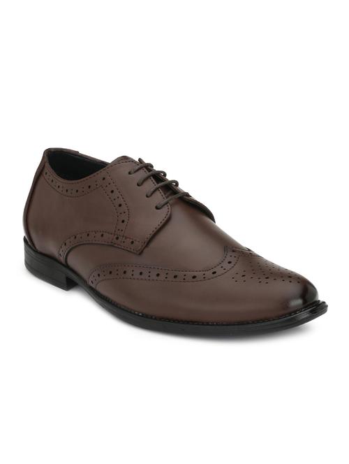 brown leatherette lace-up derbys - 16808969 - Standard Image - 1