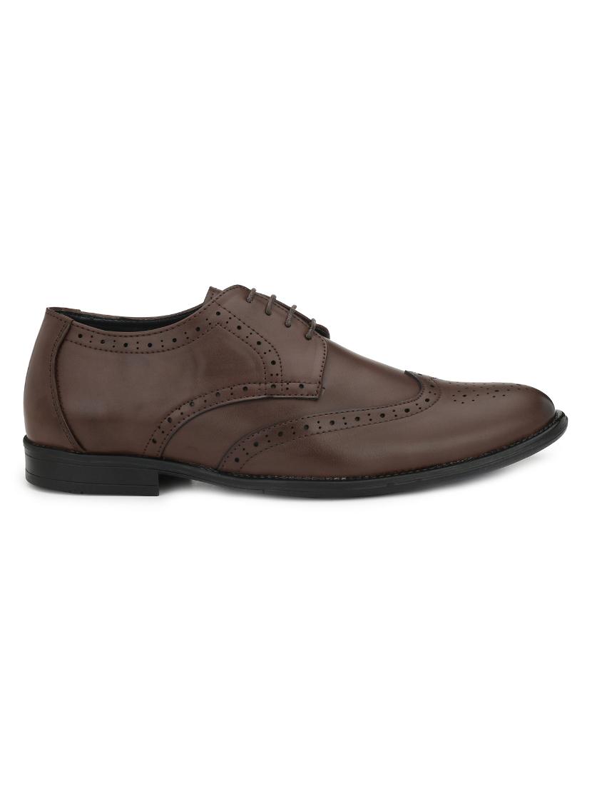 brown leatherette lace-up derbys - 16808969 - Zoom Image - 2