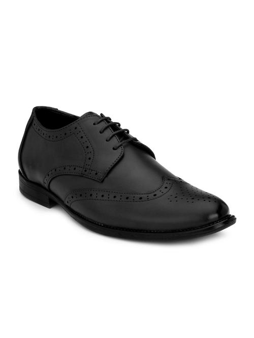 black leatherette lace-up derbys - 16808970 - Standard Image - 1