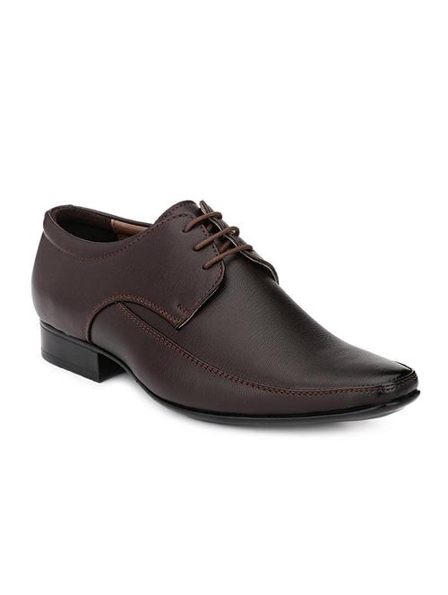 brown leatherette lace-up derbys - 16808976 - Standard Image - 1