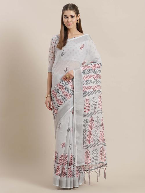 floral printed saree with blouse - 16809192 - Standard Image - 1