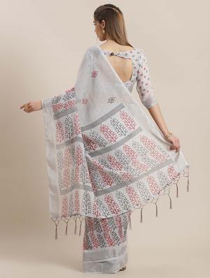 floral printed saree with blouse - 16809192 - Standard Image - 2