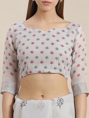 floral printed saree with blouse - 16809192 - Standard Image - 3