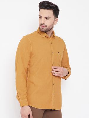 yellow solid denim casual shirt - 16809416 - Standard Image - 2