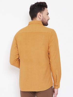yellow solid denim casual shirt - 16809416 - Standard Image - 3