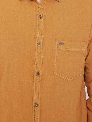 yellow solid denim casual shirt - 16809416 - Standard Image - 5