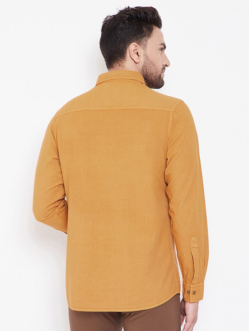 yellow solid denim casual shirt - 16809416 - Zoom Image - 3