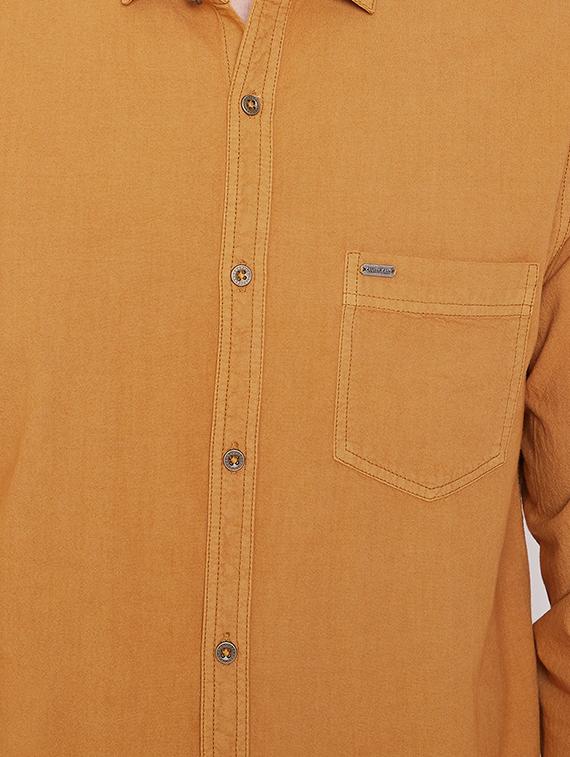 yellow solid denim casual shirt - 16809416 - Zoom Image - 5
