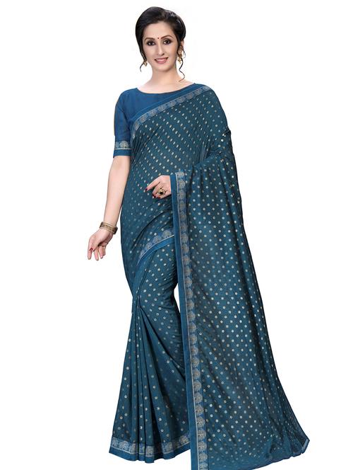 gold printed saree with blouse - 16809498 - Very Small Image - 1