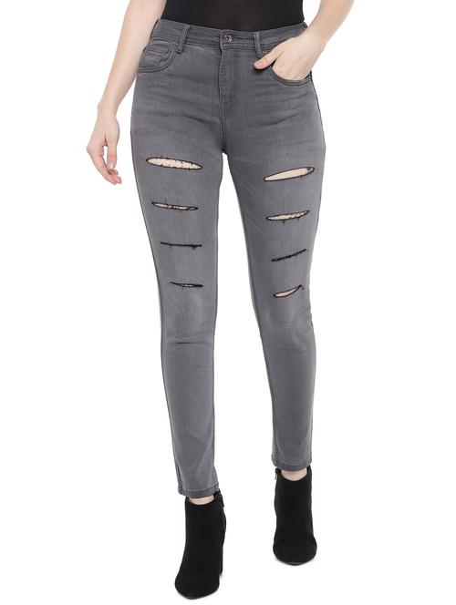 high rise distressed skinny fit jeans - 16809545 - Standard Image - 1