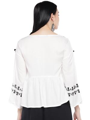 round neck embroidered top - 16809585 - Standard Image - 3
