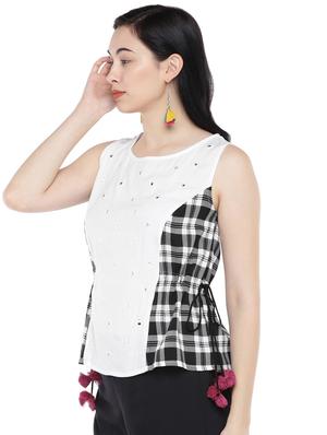 mirror work drawstring waist top - 16809587 - Standard Image - 2