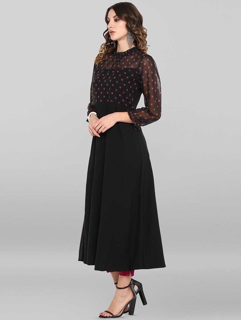 polka dots flared kurta - 16809712 - Zoom Image - 2