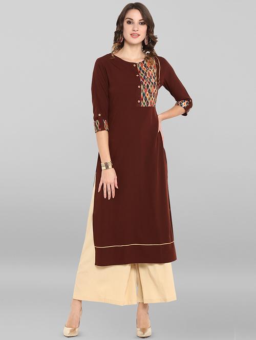 solid straight kurta - 16809716 - Very Small Image - 1