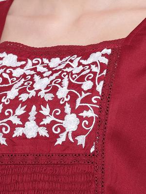 square neck embroidered detail a-line dress - 16810012 - Standard Image - 5