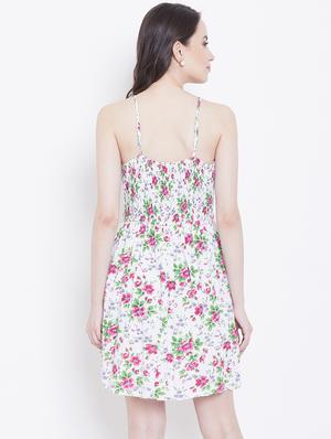 lace up detail floral a-line dress - 16810036 - Standard Image - 3