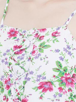 lace up detail floral a-line dress - 16810036 - Standard Image - 5