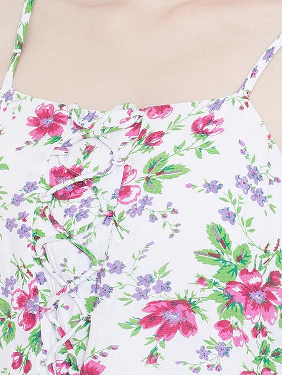 lace up detail floral a-line dress - 16810036 - Zoom Image - 5
