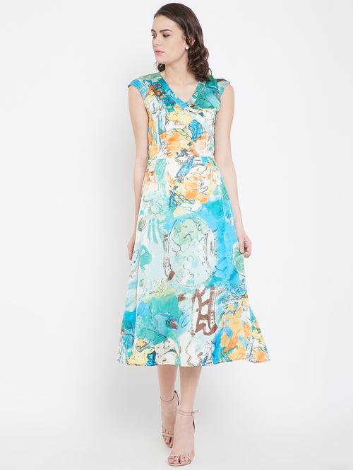 v-neck abstract a-line dress - 16810038 - Standard Image - 1