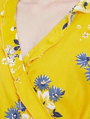 overlap neck floral wrap dress - 16810041 - Standard Image - 5