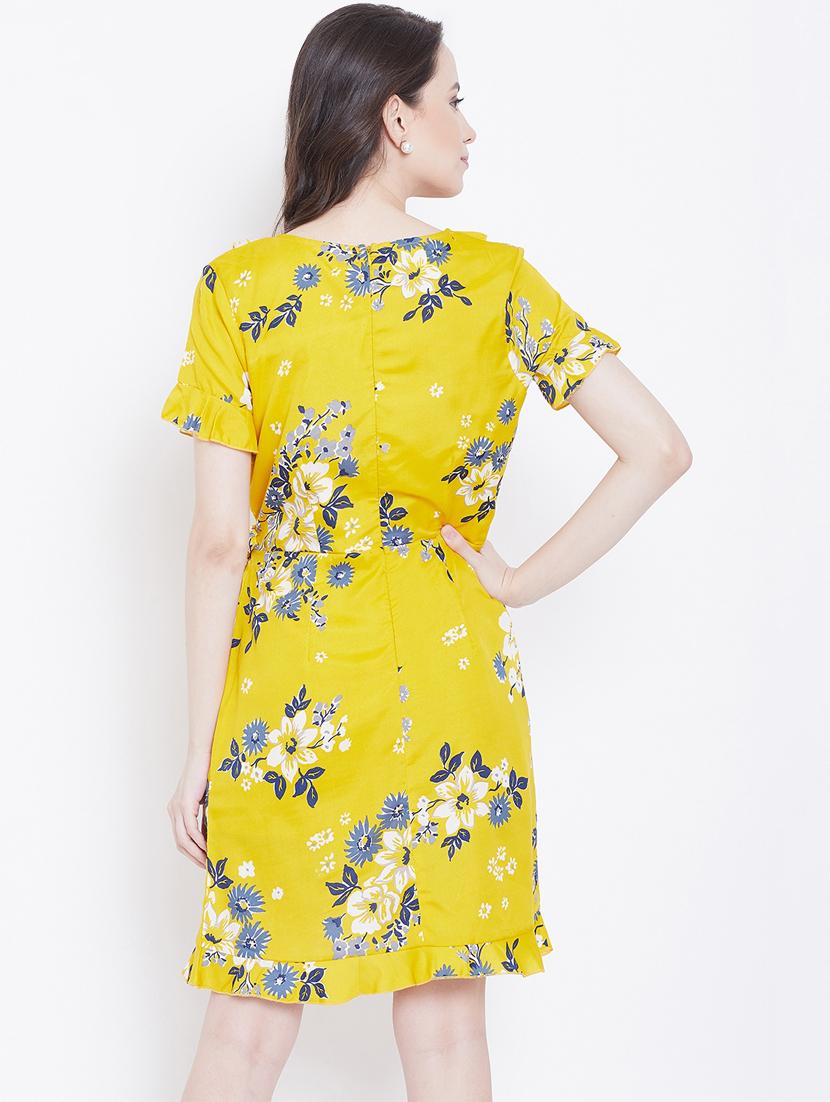overlap neck floral wrap dress - 16810041 - Zoom Image - 3