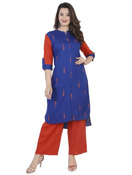 printed kurta palazzo set - 16810054 - Standard Image - 1