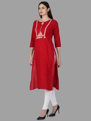 embroidered straight kurta - 16810423 - Standard Image - 3