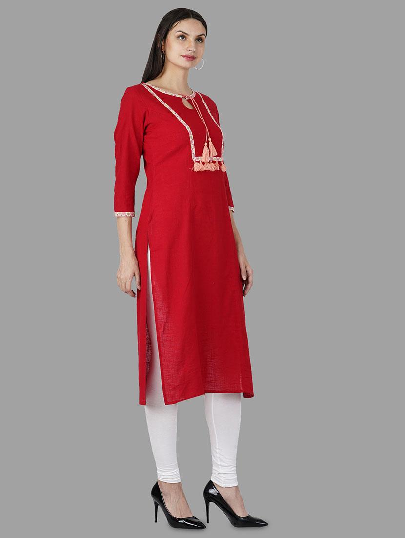 embroidered straight kurta - 16810423 - Zoom Image - 2