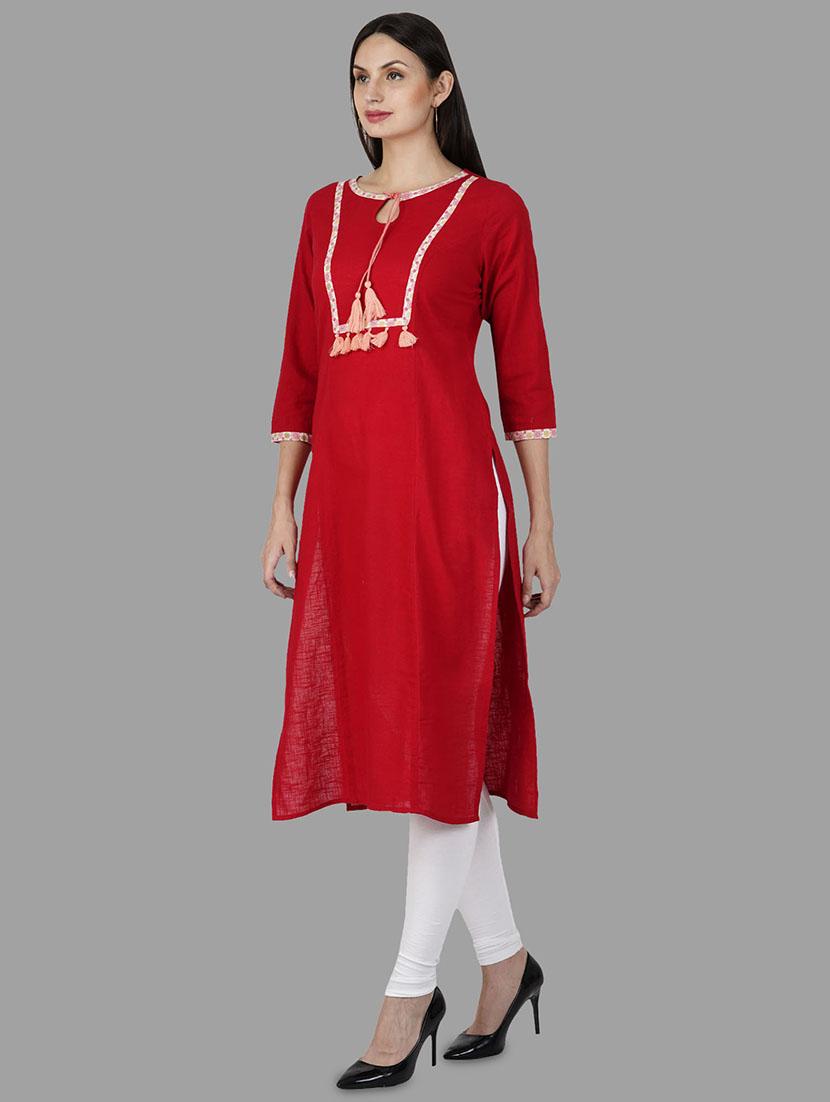 embroidered straight kurta - 16810423 - Zoom Image - 3