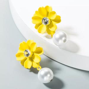 yellow metal drop earring - 16810472 - Standard Image - 2