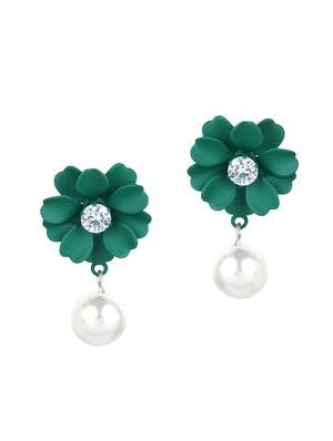 green metal drop earring - 16810473 - Standard Image - 2