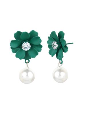 green metal drop earring - 16810473 - Standard Image - 3
