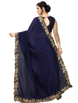 solid bordered saree with blouse - 16810821 - Standard Image - 2
