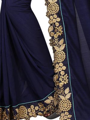 solid bordered saree with blouse - 16810821 - Standard Image - 3
