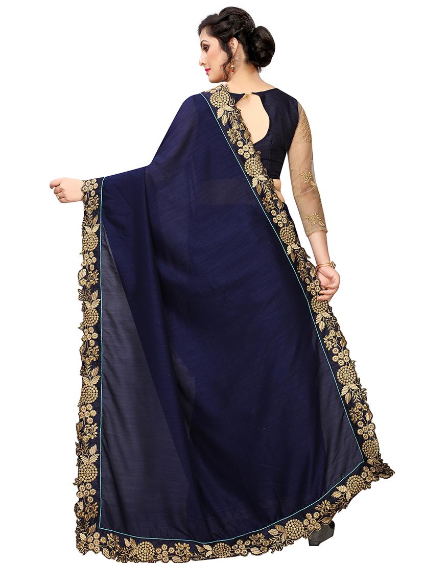 solid bordered saree with blouse - 16810821 - Zoom Image - 2