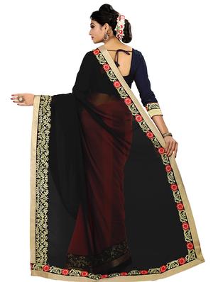 solid bordered half & half saree with blouse - 16810845 - Standard Image - 2