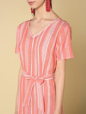 tie front striped a-line dress - 16810932 - Standard Image - 4