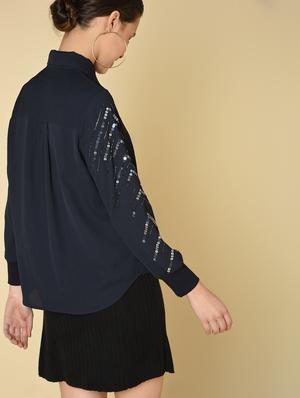 sequined sleeves solid shirt - 16810945 - Standard Image - 4