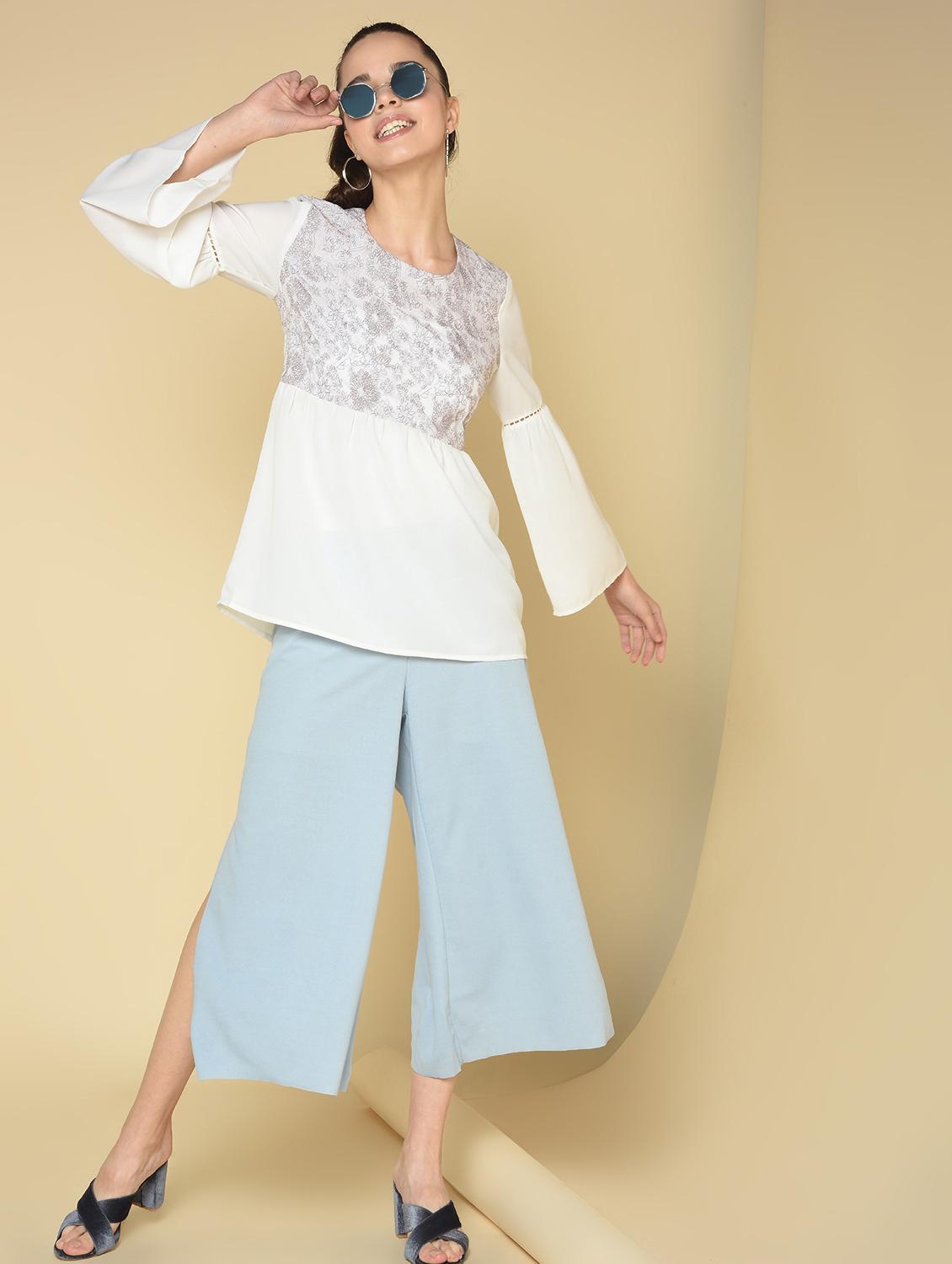 bell sleeves embroidered top - 16810951 - Zoom Image - 2
