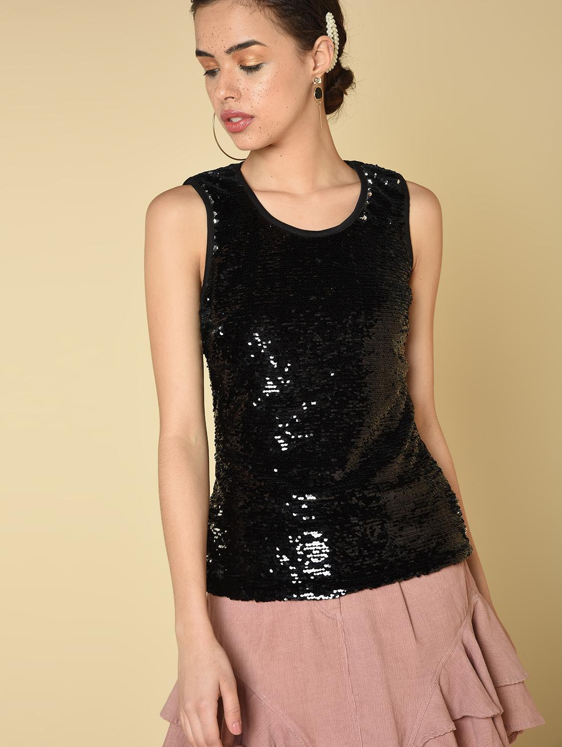 round neck sequined top - 16810954 - Zoom Image - 2