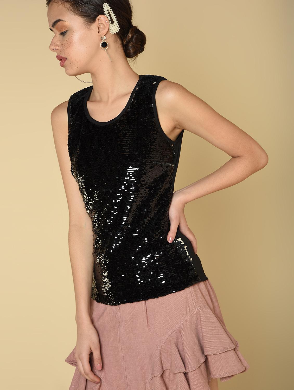 round neck sequined top - 16810954 - Zoom Image - 3