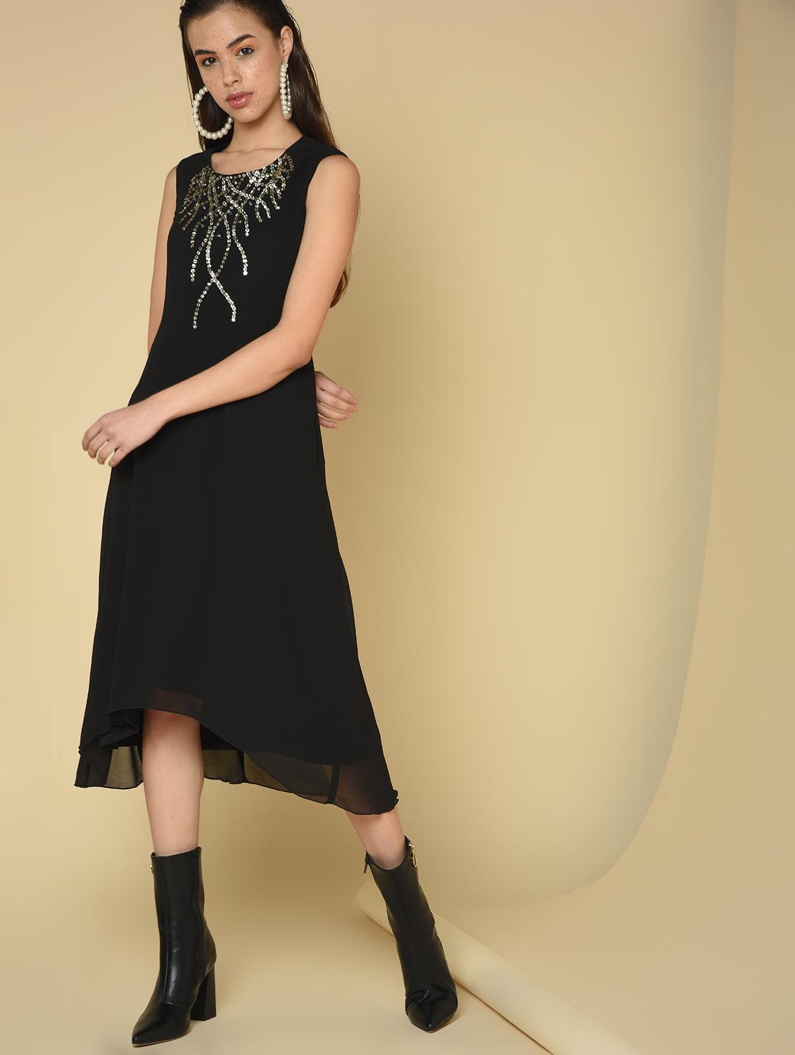 embellish detail asymmetric dress - 16810971 - Zoom Image - 2