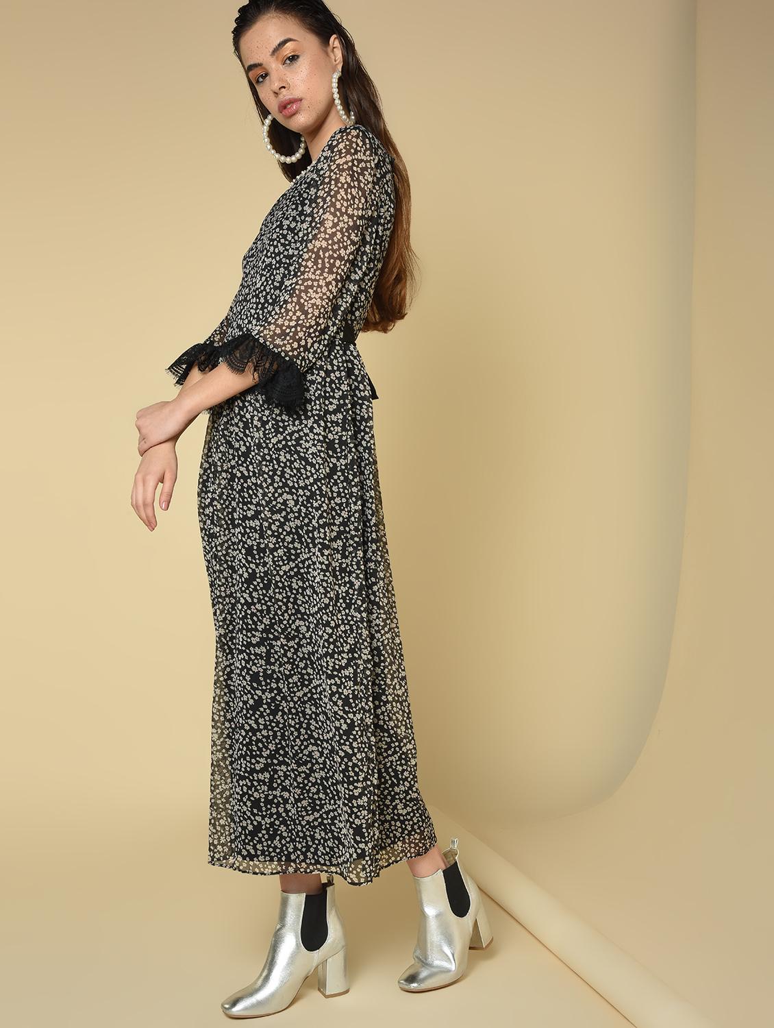 lace detail floral maxi dress - 16810974 - Zoom Image - 3