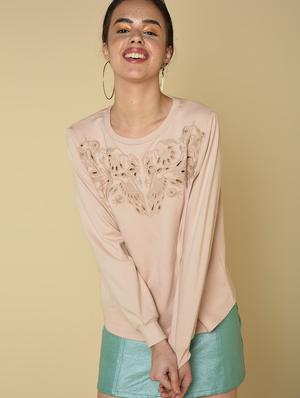 embroidered detail solid top - 16810977 - Standard Image - 3