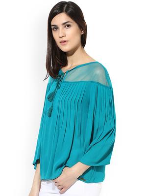 tie up neck pleated a line top - 16811137 - Standard Image - 2